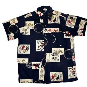 Shaheen's of Honolulu Vintage Hawaiian Shirt Gold Buttons 1950's Medium